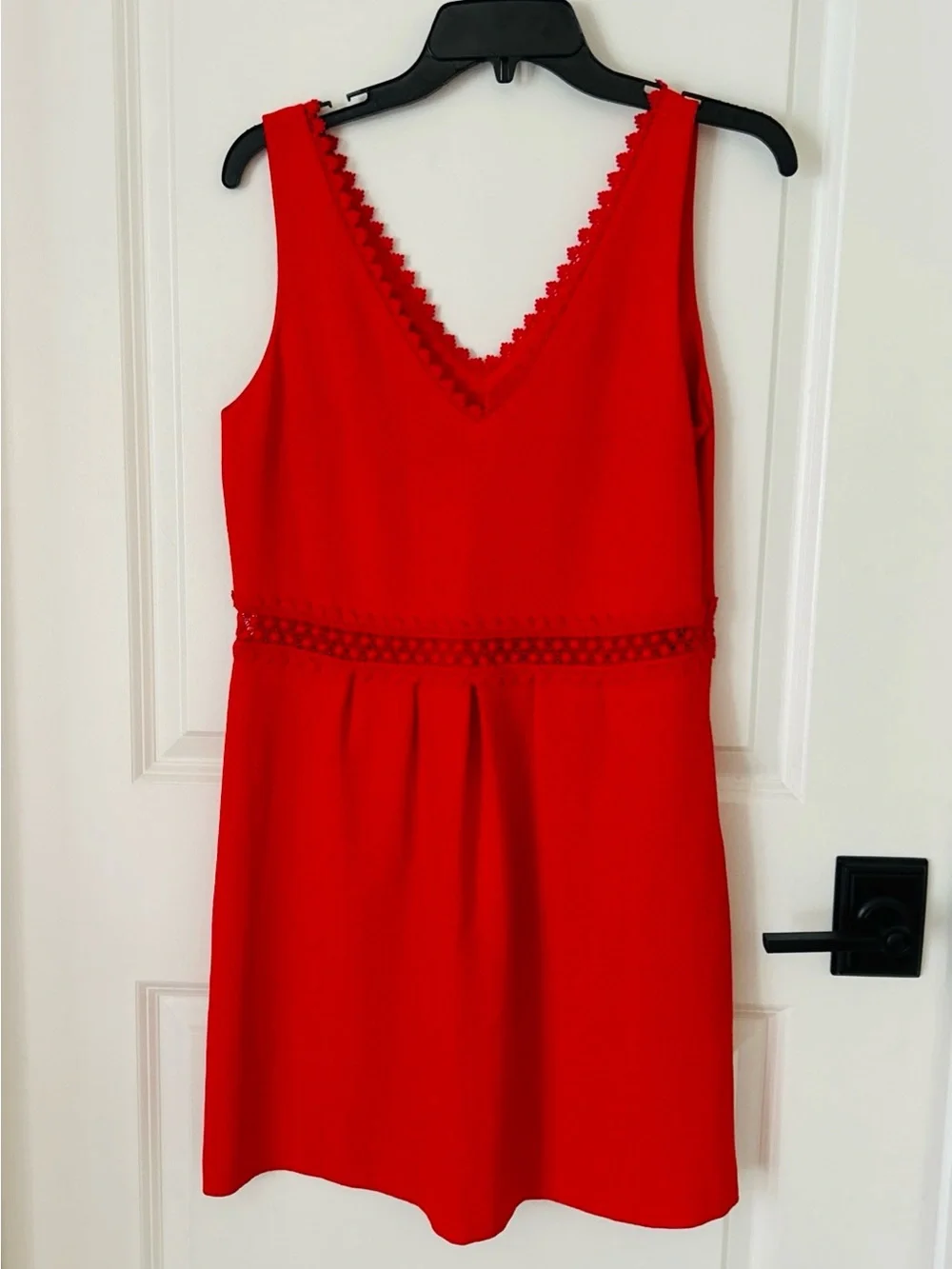 Sezane Daniela Coral-Red V-Neck Sleeveless Mini Dress